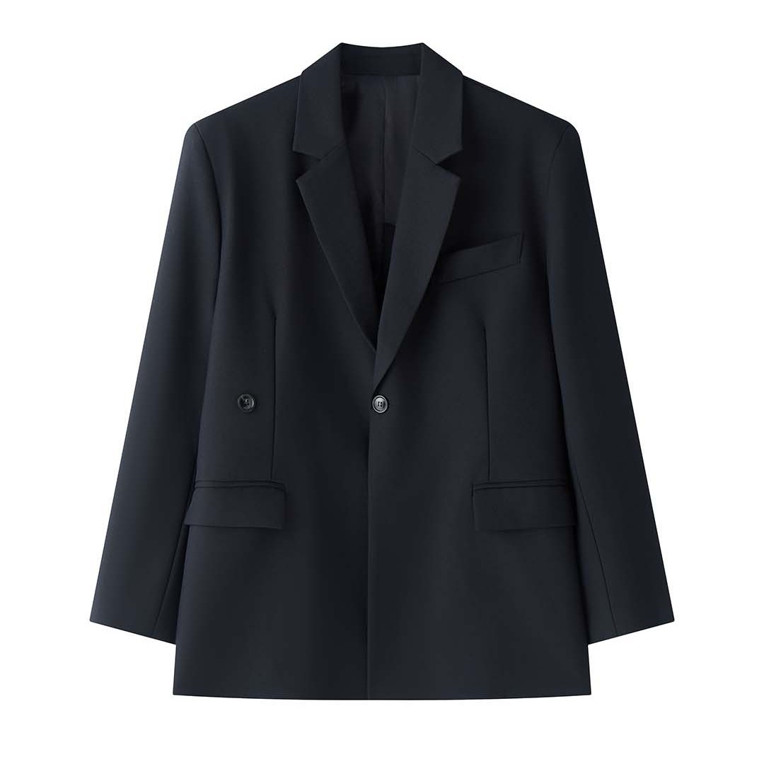 Xuman's New Winter Korean-style Fashionable Design Jacket With Diagonal Placket Back Slit, Loose Fit, Elegant And_ecoleips.com