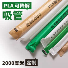 源头工厂批发一次性长19cm沙冰可降解PLA23珍珠独立包装奶茶吸管