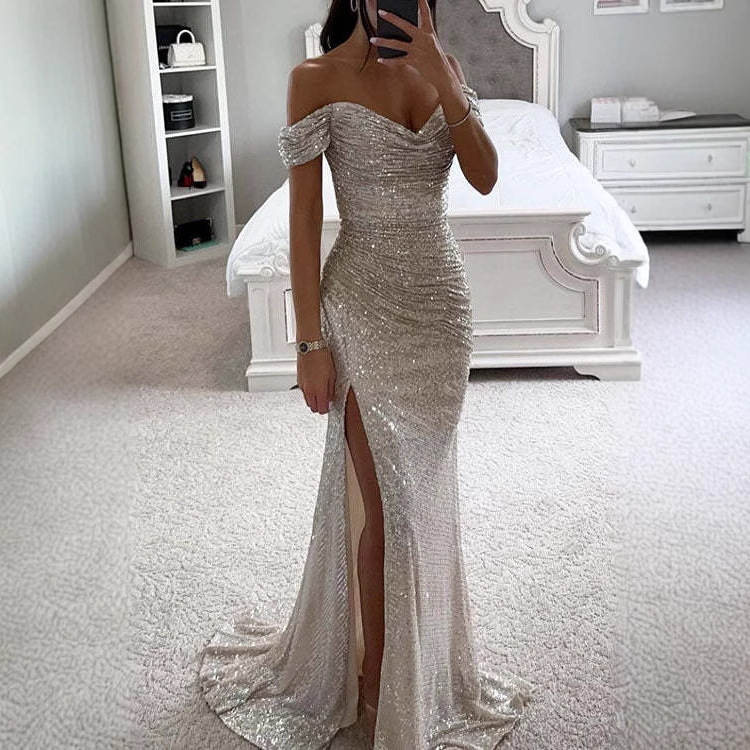 2025 European and American Fashion Amazon Independent Site Cross-Border Banquet Evening Dress Sequined Accessible Luxury Fishtail Dress
