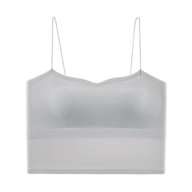 Bra interior de verano ligero y delgado cinturón transpirable un pecho pequeño se reúne a prueba de la luz de color sólido ocio interior de la espalda hermosa