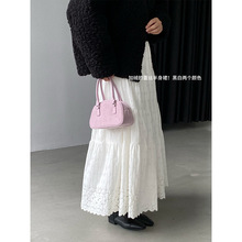 江左  加厚米白蕾丝长款半身裙女2025冬季高腰显瘦A字裙长裙 6378