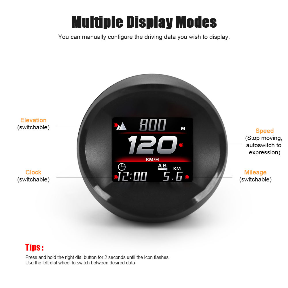 Multifunctional GPS Speedometer for Cars, Dynamic Emoji Head-Up Display, Overspeed Alarm, Multiple Voice Settings