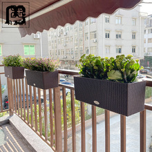 贝群呗群种植箱阳台种菜盆懒人自吸水花盆悬挂栏杆花箱长方形花盆