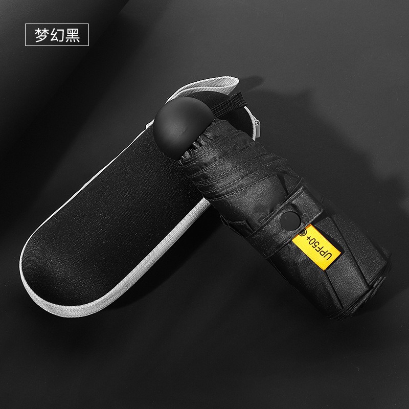 Cápsula paraguas protección solar Protección UV paraguas reforzado de ocho huesos paraguas cinco veces pequeña sombrilla portátil