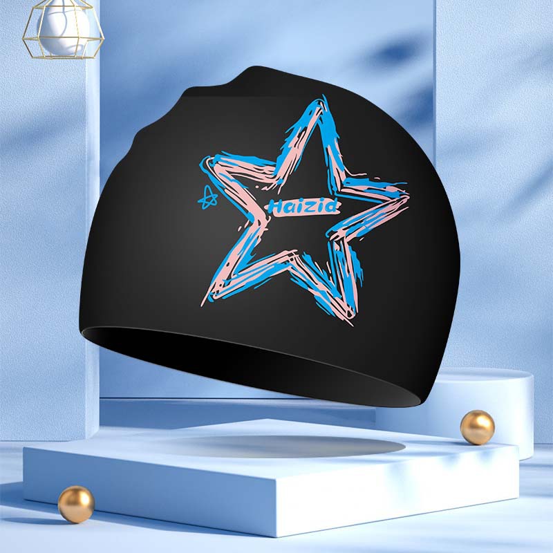 Gorro de natación de silicona para hombres y mujeres adultos gorra de natación profesional impermeable para mujeres de pelo largo sin apretar gorra de natación de protección auditiva impresa al por mayor