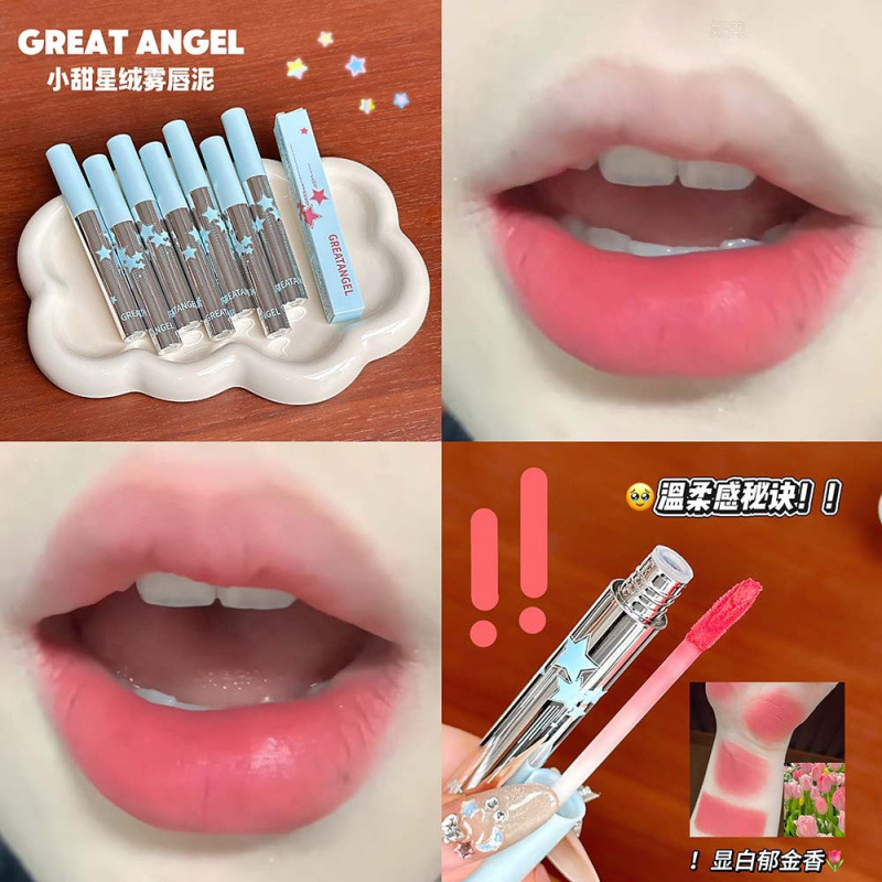 GreatAngel pequeño dulce velvet niebla labial barro sedoso niebla facial diaria viaje falso lápiz labial cosméticos transfronterizos