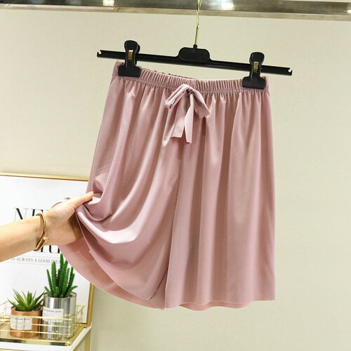 Summer Ice Silk Thin Edge Casual Home Shorts for Women Loose Plus Size Home Cool Sleep Pants - Korean Version