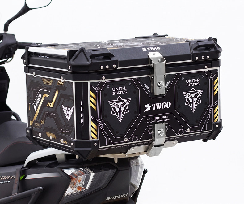 Aluminum alloy motorcycle tail box 65L large capacity universal quick-release motorcycle travel toolbox waterproof electric vehicle trunk