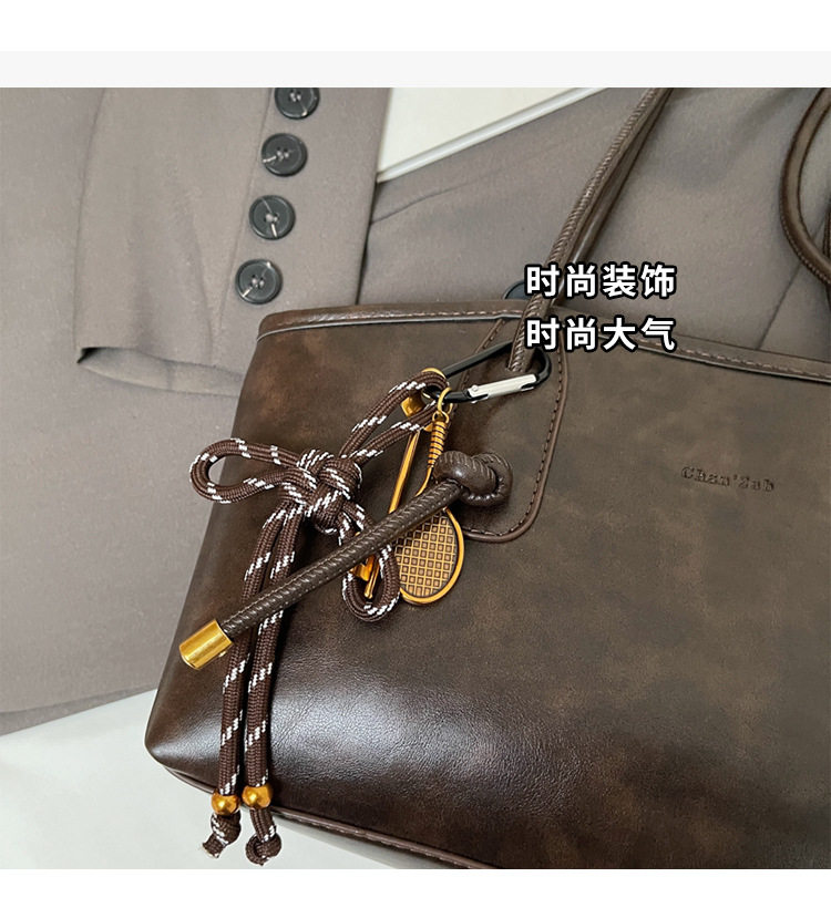 Túi tote nữ da PU cỡ lớn dáng ngang, túi đeo vai đi làm dung tích lớn — Trắng nhạt, màu đen, nâu chi tiết 8
