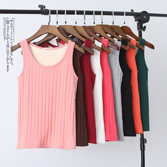 Winter double-layer lined warm vest for women, thick cotton padded warm top, sleeveless base shirt, can be worn under strapless underwear