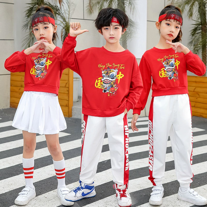 Весенние игры Детский костюм для Черлидинга Детский сад Я тебя люблю Китайский костюм Костюм для джазовых танцев