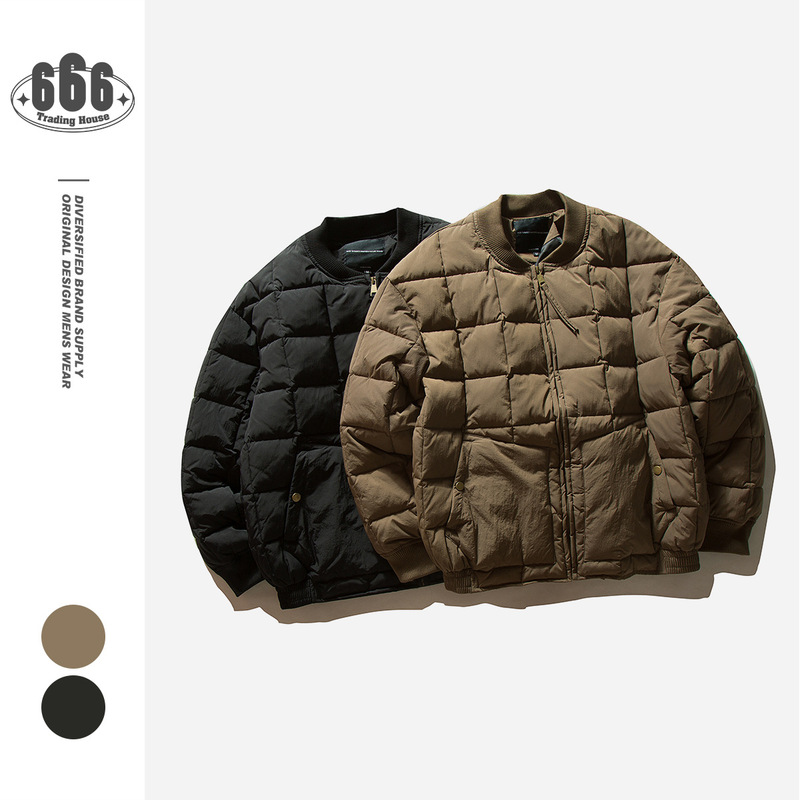 ORIGTEEN复古格子拼接绗线棉服外套男冬季百搭休闲棉衣上衣MY9006|undefined