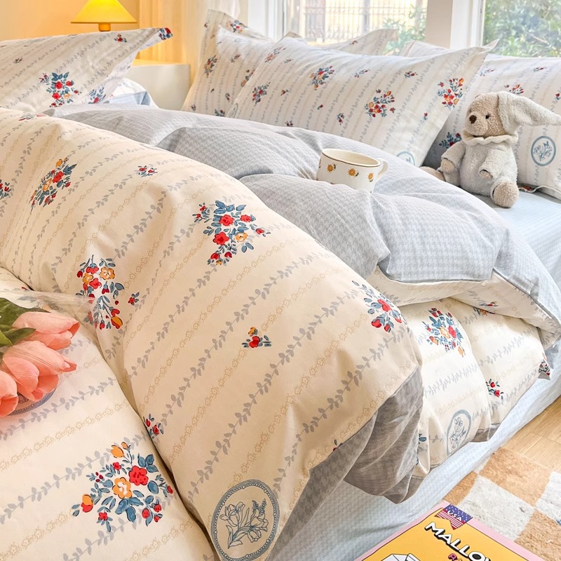 100 algodón cuatro piezas cubierta de cama 2025 nuevo dormitorio de estudiantes sábanas de tres piezas cubierta de cama