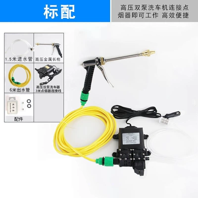 Vehicle-Mounted Double-Pump Car Wash and Motorcycle Convenient 12V Household 220V High-Pressure Car Washer Cleaning Machine Water Gun (Portable car washer) - double-pump-standard