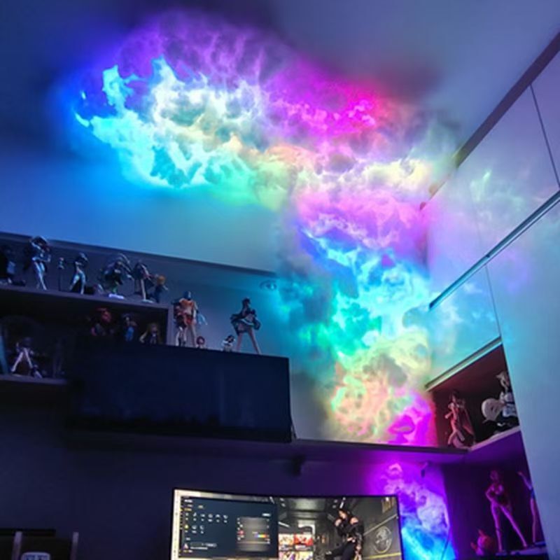 Voice-Activated Thunder Cloud Atmosphere Light, DIY Decorative Light for Escape Rooms and Bars, Script-Based Murder Mystery
