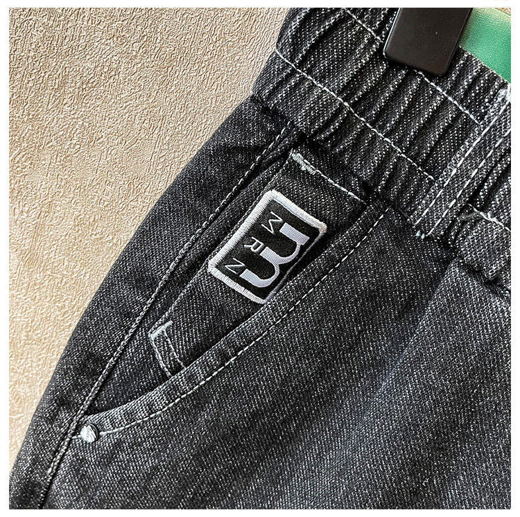 High end jeans for men in 2023, new Korean version trendy and fashionable, versatile, elastic waist drawstring tied_voghion.com