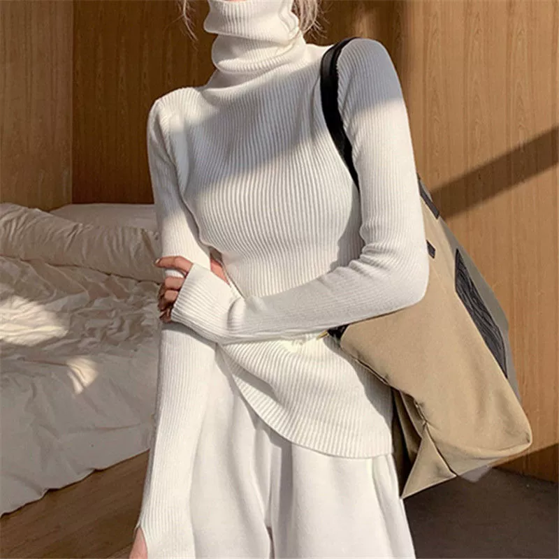 Демисезонный свитер, тонкий с длинным рукавом, облегающий, Slim fit, западный стиль