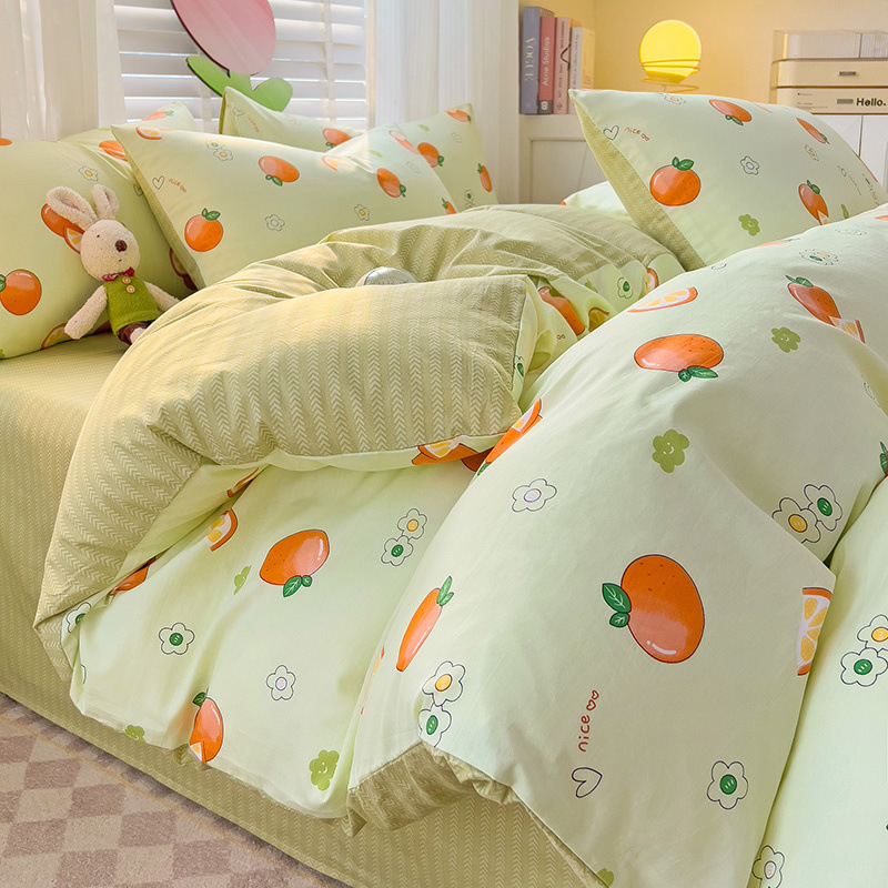 Ropa de cama de algodón americano de cuatro piezas Invierno 100 sábanas de algodón Funda de edredón Funda de edredón Juego de tres piezas 2025 Nuevo 4