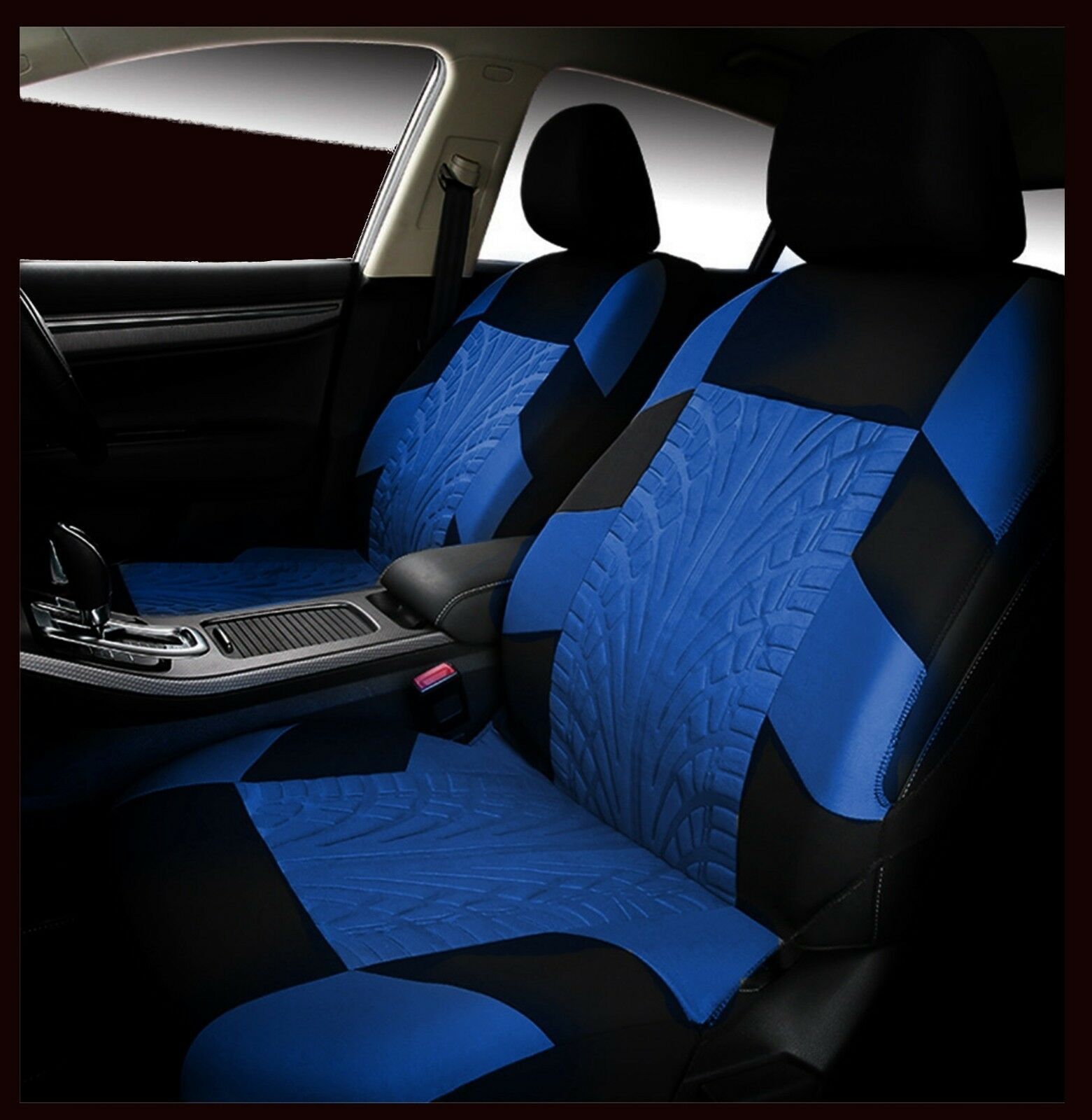 Source Manufacturer 3D Tire Pattern Embossed Car Seat Cover Set of 9 Pieces with Detachable Headrest and Front and Rear Seat Protectors