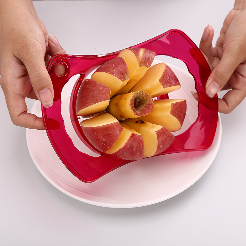 Divisor de fruta descorche Cortador de plástico Cortador de fruta de manzana de acero inoxidable Cortador de fruta de manzana grande