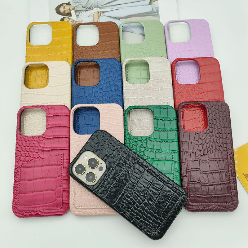 Crocodile Pattern Suitable for Apple 15/17/16 Phone Case with Card Slot 16Pro Coin Purse 16Promax Handbag 7