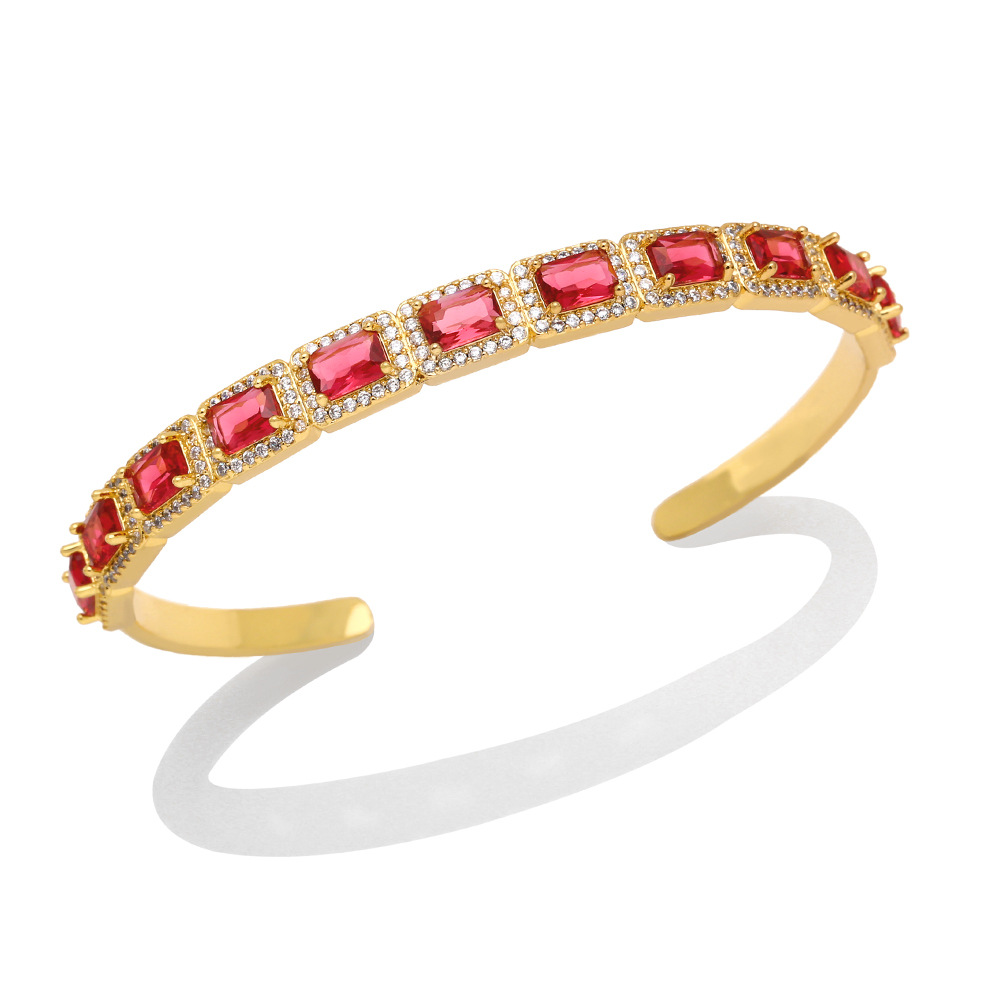 Fashion Square Copper Plating Inlay Zircon Bangle 1 Piece