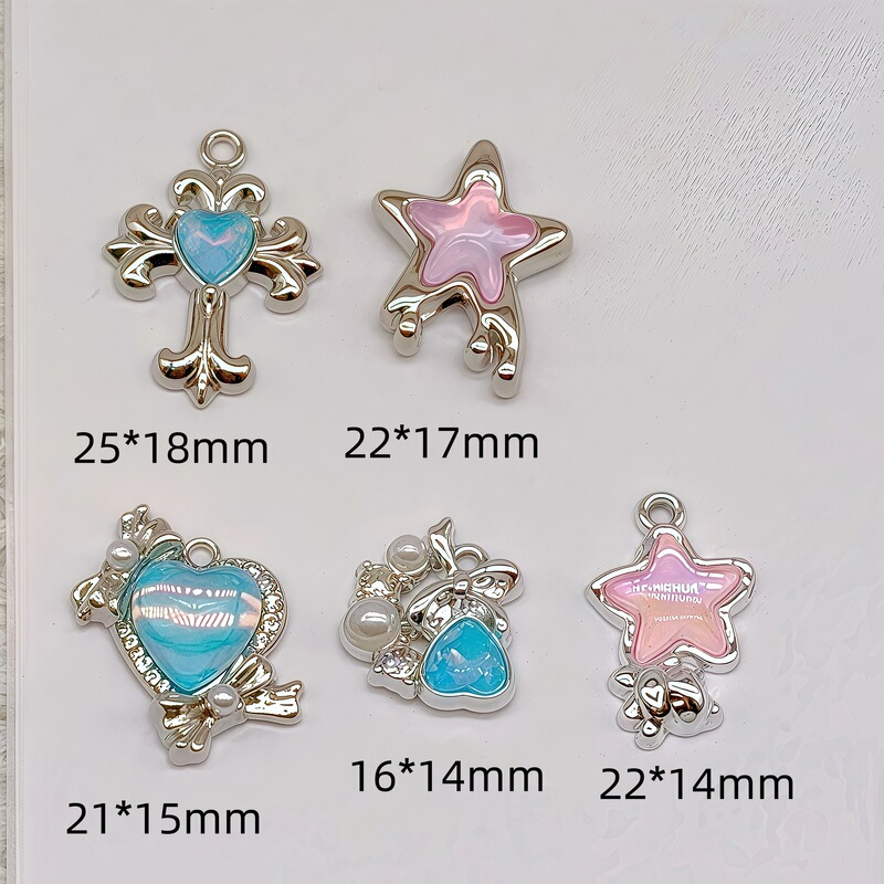 蝴蝶结星星月亮爱心花合金吊坠diy手工串珠耳环手链项链配件材料|undefined