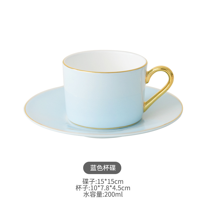 Estilo de lujo ligero taza de café de porcelana dorada taza de té de la tarde francesa taza y platillo taza de desayuno de alta calidad para niñas