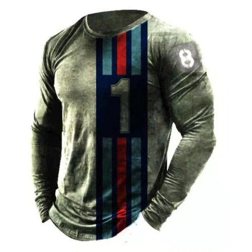  European and American Foreign Trade Cross-border New Men's Casual Crew Neck Long Sleeve Digital Printing Slim Fit Hooded T-shirt