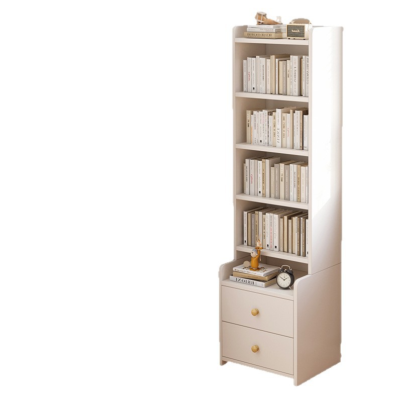 Estante de libro estante de piso simple contra la pared vertical multicapa con armario de almacenamiento de extracción gabinete de cama dormitorio