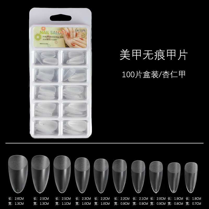 Uñas postizas esmeriladas de 100 unidades - Caja de ampollas, sin costuras, sin necesidad de pulir
