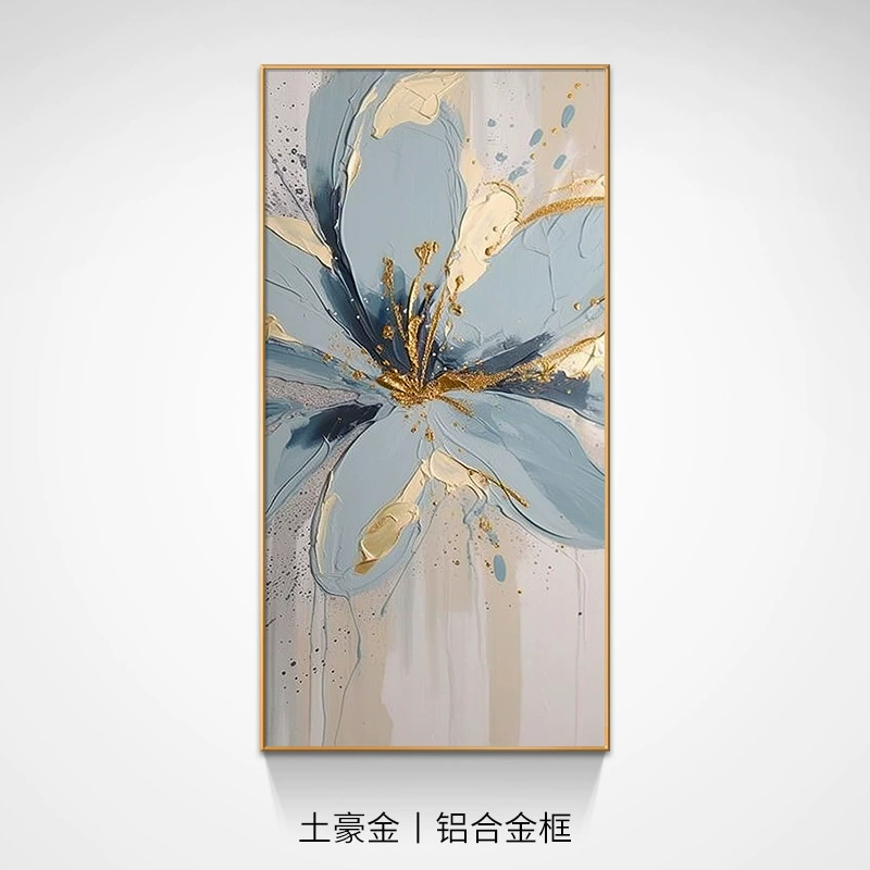 [花卉油画纯手绘玄关画现代轻奢高档竖版走廊壁画大芬油画村装饰画]