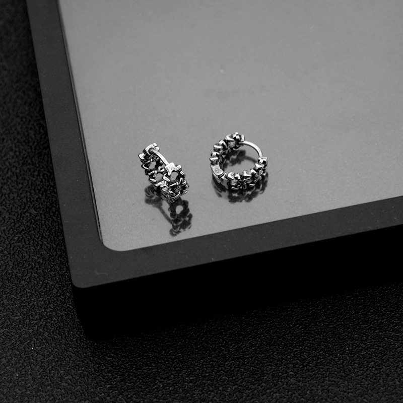 Retro genuine earrings stainless steel hip-hop style, punk style