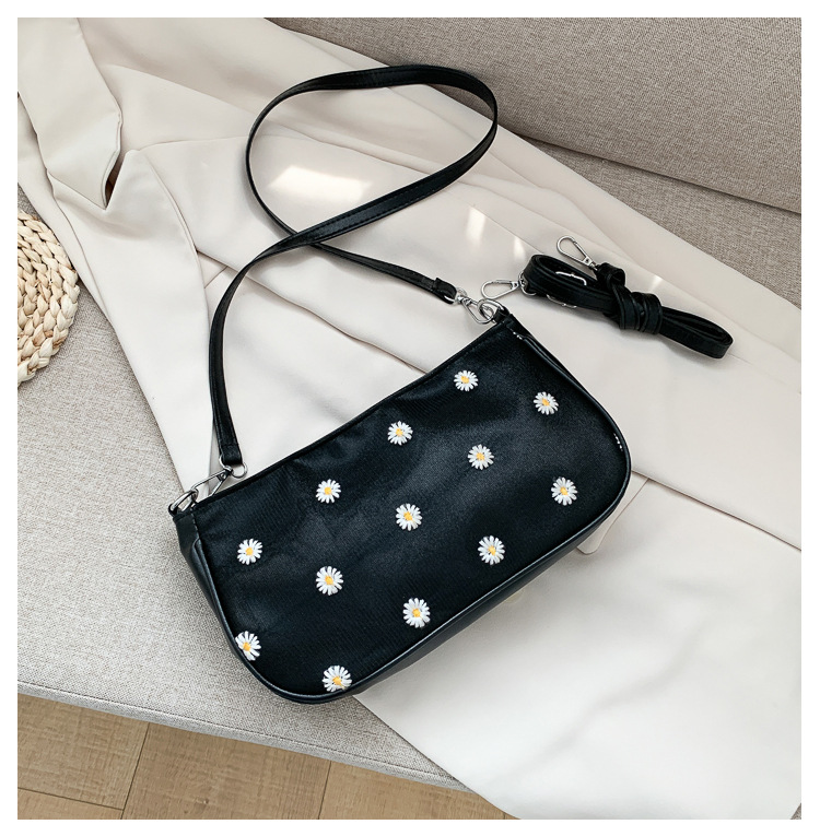 127g Weight Polyester Lining Material Zipper Closure Type Single Shoulder Strap Strap Type Shoulder Bag Bags Type Casual Occasion Pu Leather Material Daisy Pattern All Seasons Season Women's Gender Vacation Style Dumpling Shape Shape Small Size Women's Small Pu Leather Daisy Vacation Dumpling Shape Zipper Shoulder Bag 1