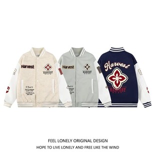 American Retro Letter Embroidery Patchwork Baseball Jacket for Men and Women, New Trendy Versatile Student Jacket for Spring and Autumn