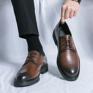 Cross-Border Wholesale Formal Standard Leather Shoes, Security Leather Shoes for Men, New Spring and Autumn Low-Top Square-Toe Business Leather Shoes for Men