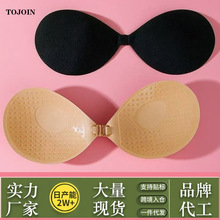 胸贴圆杯前扣小胸聚拢布面女士显大薄款隐形文胸内衣吊带婚纱乳贴