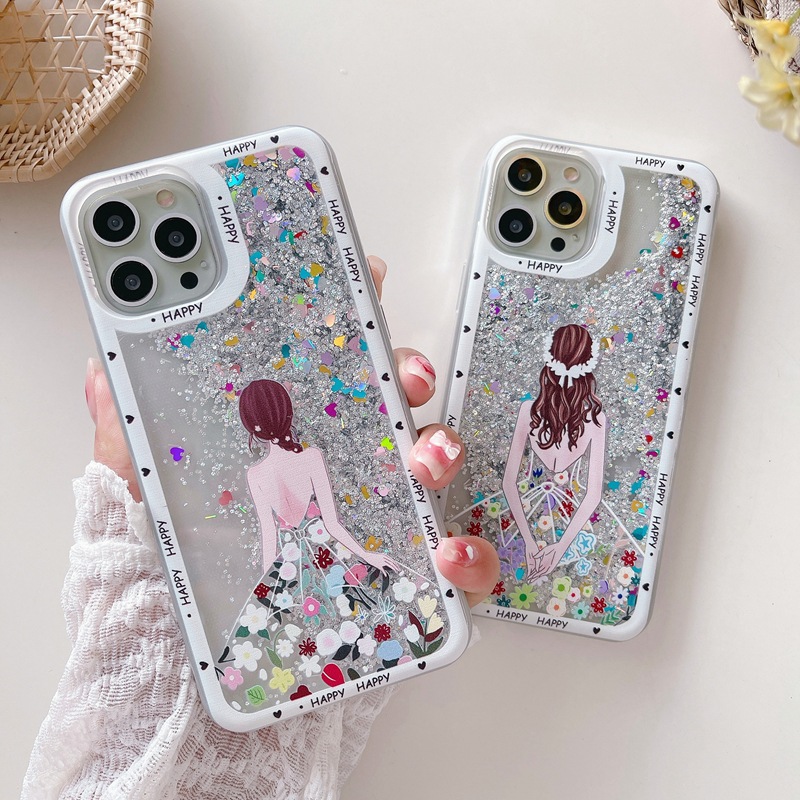Suitable for Apple iPhone 15 Back Goddess Flowing Sand Phone Huawei OPPO Xiaomi vivo Red Rice Case_voghion.com