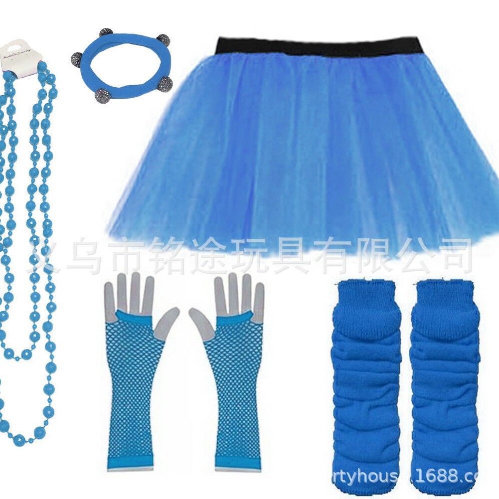 1980 s 80s traje collar pulsera falda de gasa guantes brazalete 80s Flapper girl dress