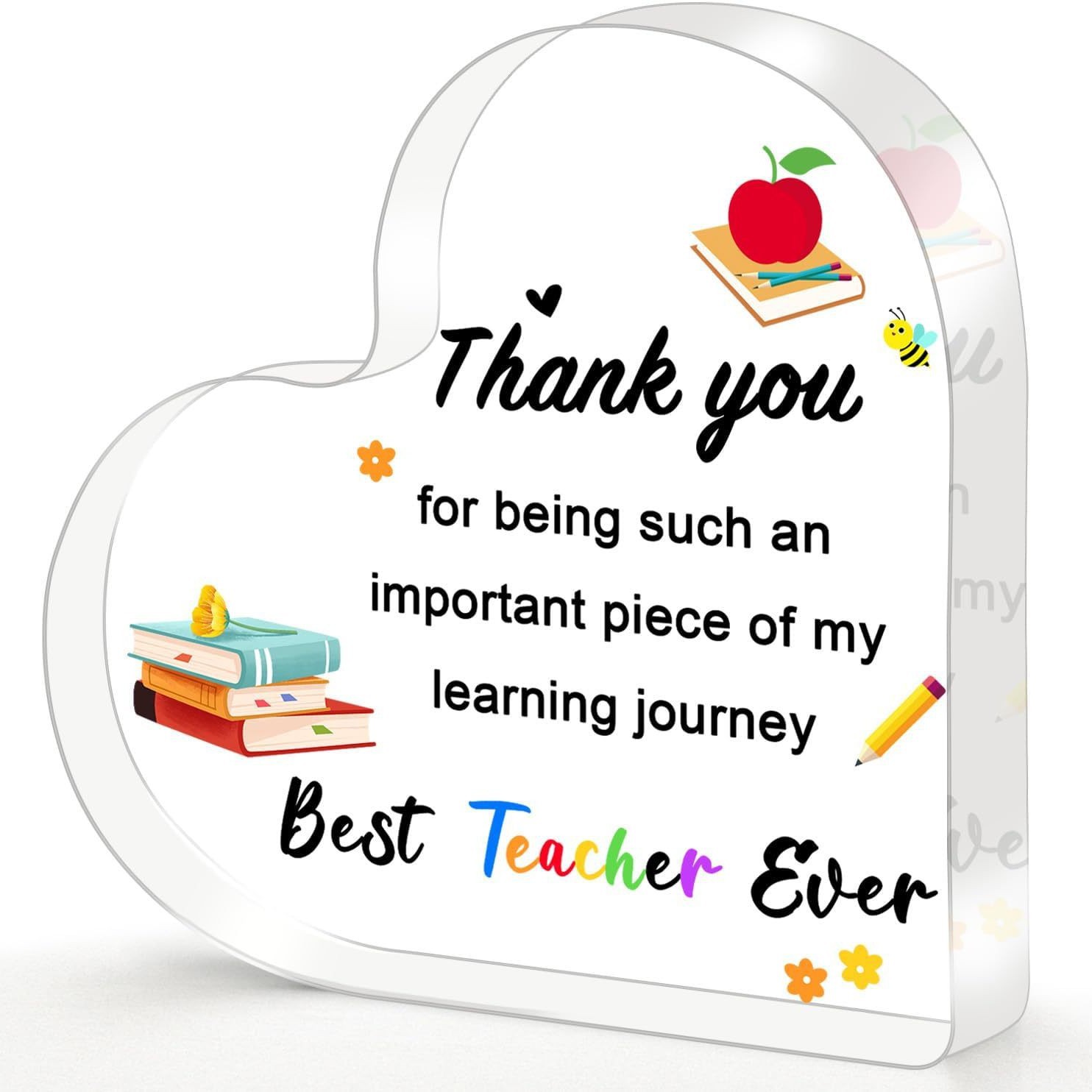 Cross-Border Teacher's Day Thank You for Being There 2D Flat Acrylic Heart-Shaped Ornament Creative Teacher's Day Perfect Gift Ornament