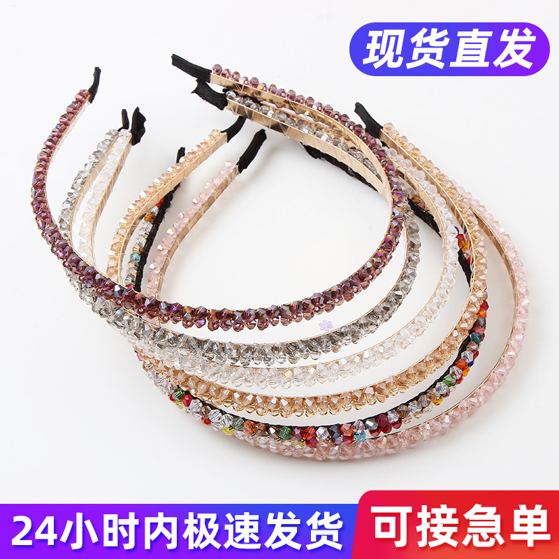 Cross-border supply of new crystal full diamond headband summer temperament simple headband temperament headband diamond headband wholesale