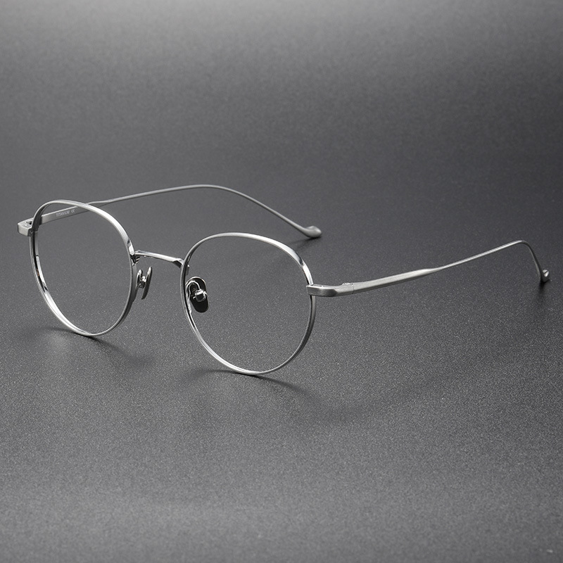 新型メガネ増同金永CHORD-C小紅本レトロ円形純チタン日系手作りメガネフレーム