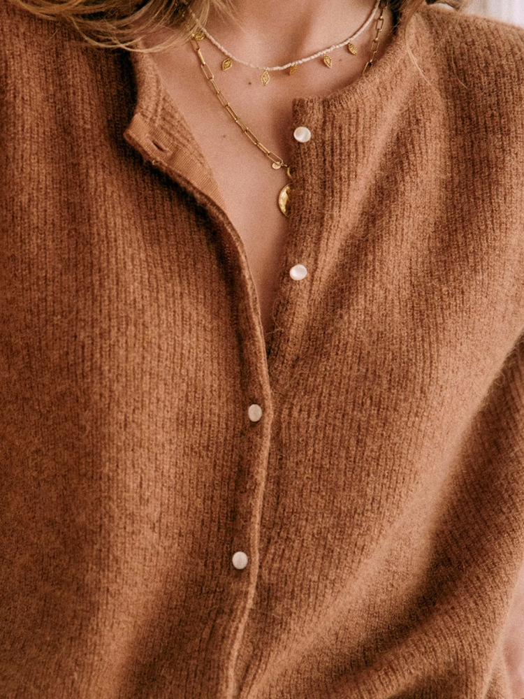 392g Weight Long Sleeve Sleeve Length Single Breasted Placket Type Regular Sleeve Sleeve Type Polyester, Polyacrylonitrile Fiber Fabric Type Regular Top Length Sweater Tops Type Casual, Daily Occasion Round Neck Neckline Slim Fit Type Solid Color Pattern Spring, Autumn Season Women's Gender Button Design Elegant, Simple Style Style Wholesale Women's Elegant Simple Style Solid Color Long Sleeve Button Sweaters & Cardigans 18