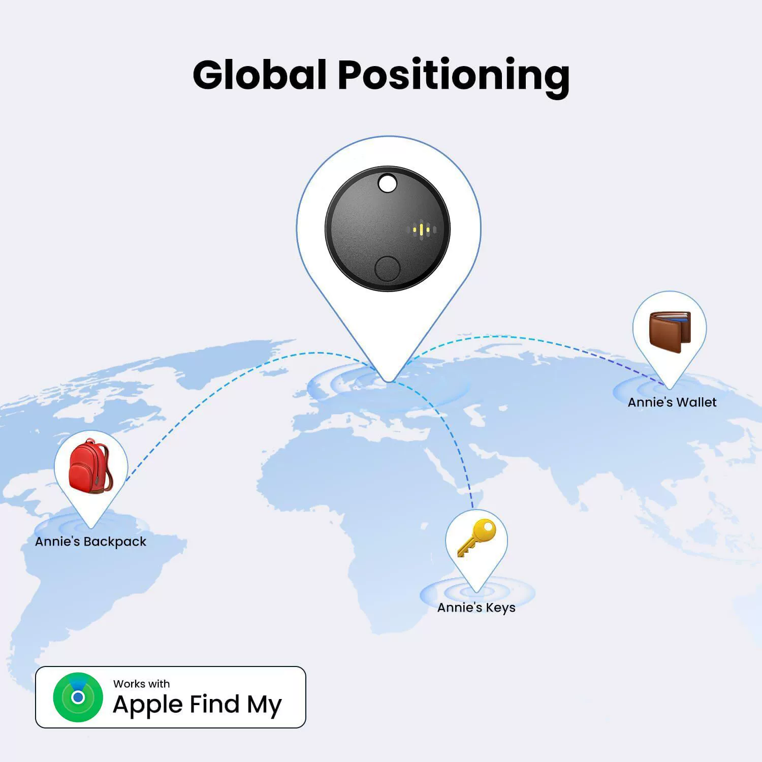 Новый FindMy Global Positioner Автодорожник Карманный кошелек против утери Двустороннее позиционирование для пожилых и детей против утери точное