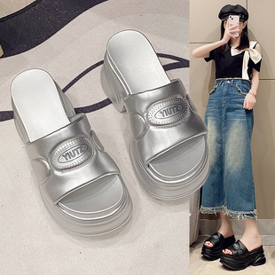 Cyber Celebrant Platform Platform Wedge Slippers Women's 2025 Spring New Style High Heel Fashionable All-match Beach Sandals