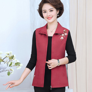 New Spring and Autumn Thin Vest for the Elderly 40-60 Years Old Middle-aged Women's Mama's Vest Shoulder Vest Jacket