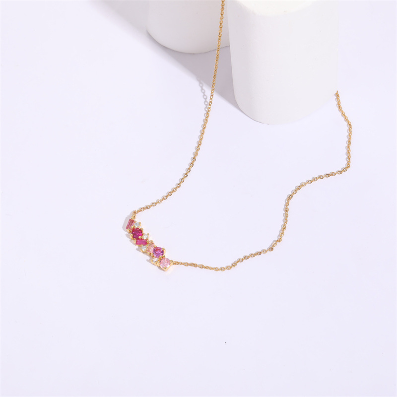 Fashion Geometric Copper Necklace Inlay Zircon Copper Necklaces 1 Piece