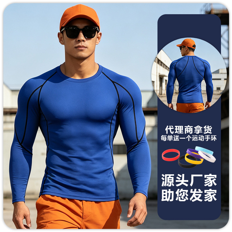 Pantalones deportivos de verano para hombres elásticos de secado rápido de compresión de manga larga Camiseta de entrenamiento ropa para correr ropa de entrenamiento