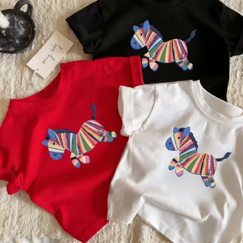 Cotton children's cartoon summer short sleeve T-shirt with a round…