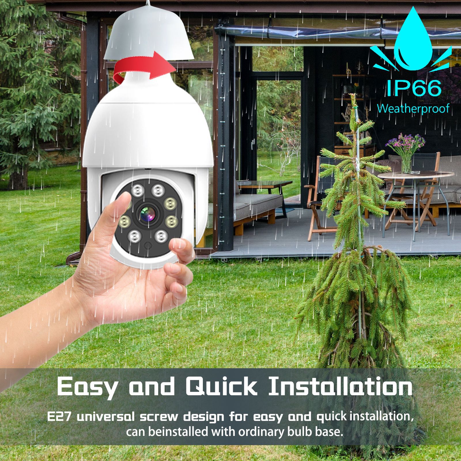 Fuente fábrica bombilla impermeable cámara E27 portalámparas comercio exterior estilo explosivo transfronterizo monitor PTZ HD inalámbrico